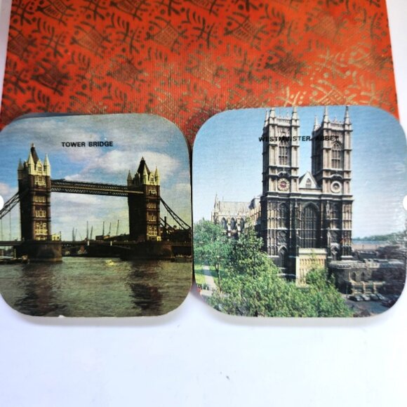 London England Coasters Set of Six with Patterned Box Buckingham Palace London B - Picture 3 of 6